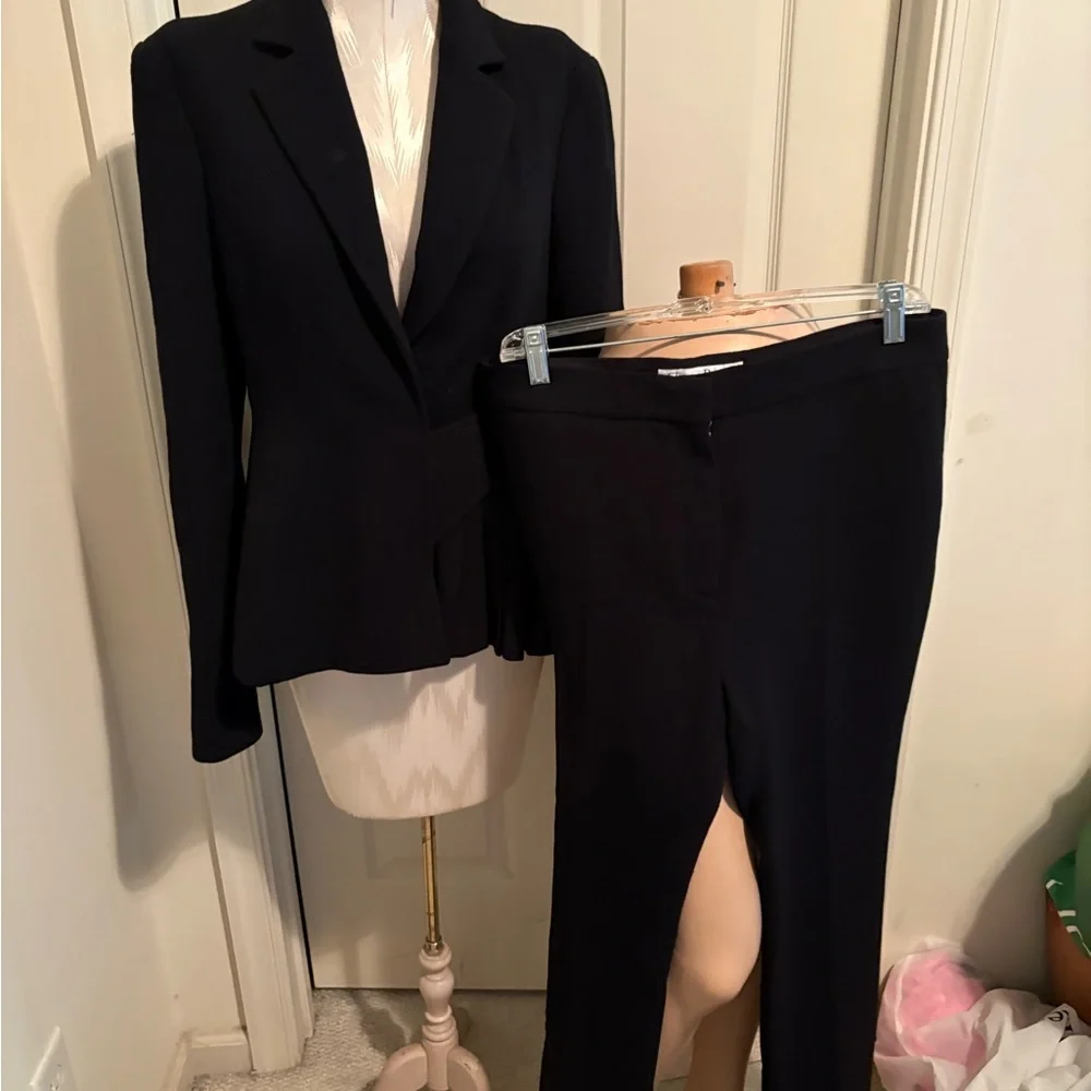 Dior Black Tailored Blazer Classic Suit crepe 8-10 $5200